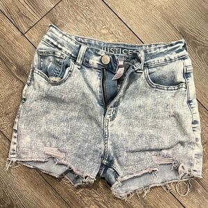 Justice Light Blue Distressed Jean Shorts
